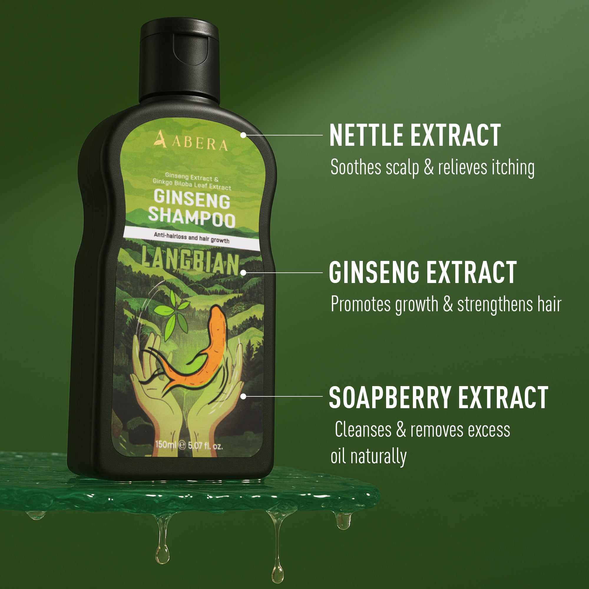 ABERA High-Performance Anti-Dandruff Shampoo with Langbian Ginseng Extract